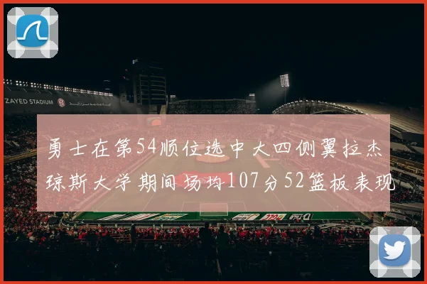 勇士在第54顺位选中大四侧翼拉杰琼斯大学期间场均107分52篮板表现出色